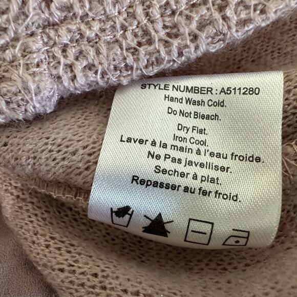 Anthropologie One September Top Small Dusty Rose Lace Feather Boho Mixed Thermal - Picture 15 of 16